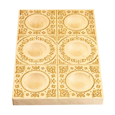 Handgeschnitzte Ravioli 6er-Holzform Blumen
