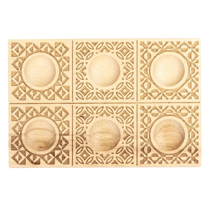 Handgeschnitzte Ravioli 6er-Holzform Decor