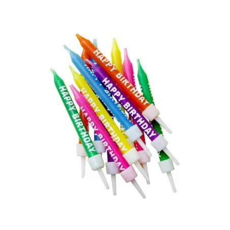 Candeline Happy Birthday colorate, 12 pezzi per torte di compleanno eleganti
