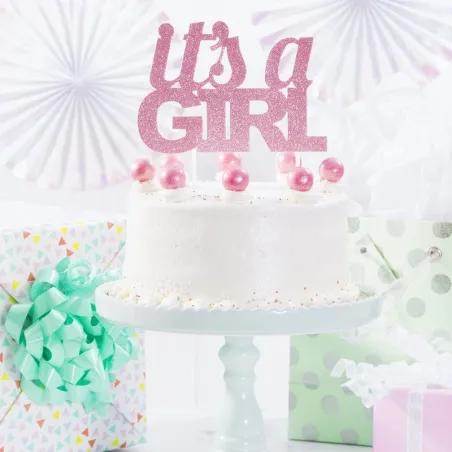 It's a Girl Cake Topper Rosa