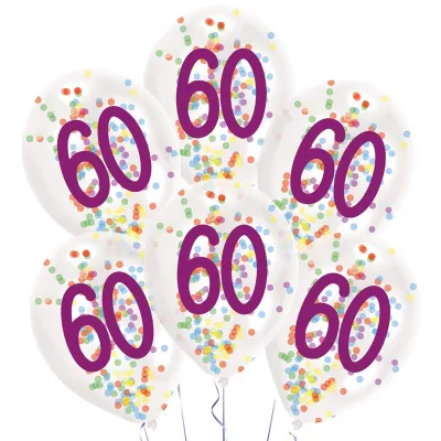Konfetti Ballon 60 Jahre, 6 Stück
