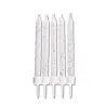 Candles white with glitter, 10 pieces