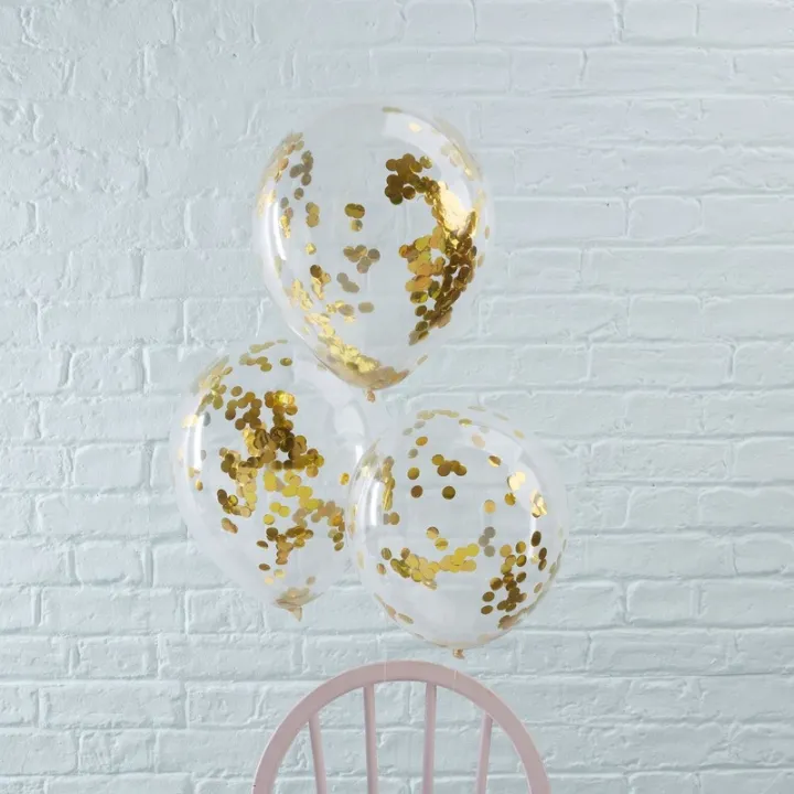 Palloncini a coriandoli oro, 5 pezzi
