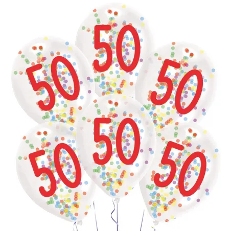 Palloncini a coriandoli 50 anni, 6 pezzi