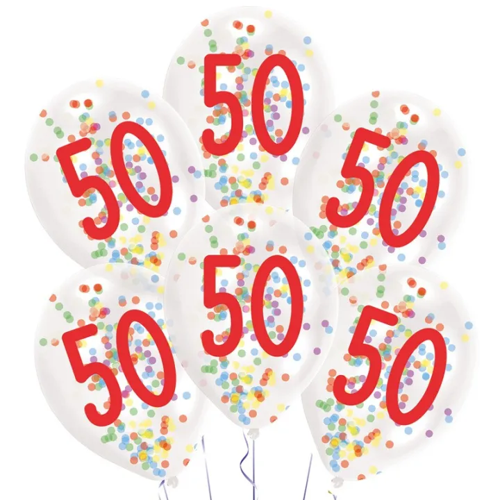 Confetti balloon 50 years, 6 pieces
