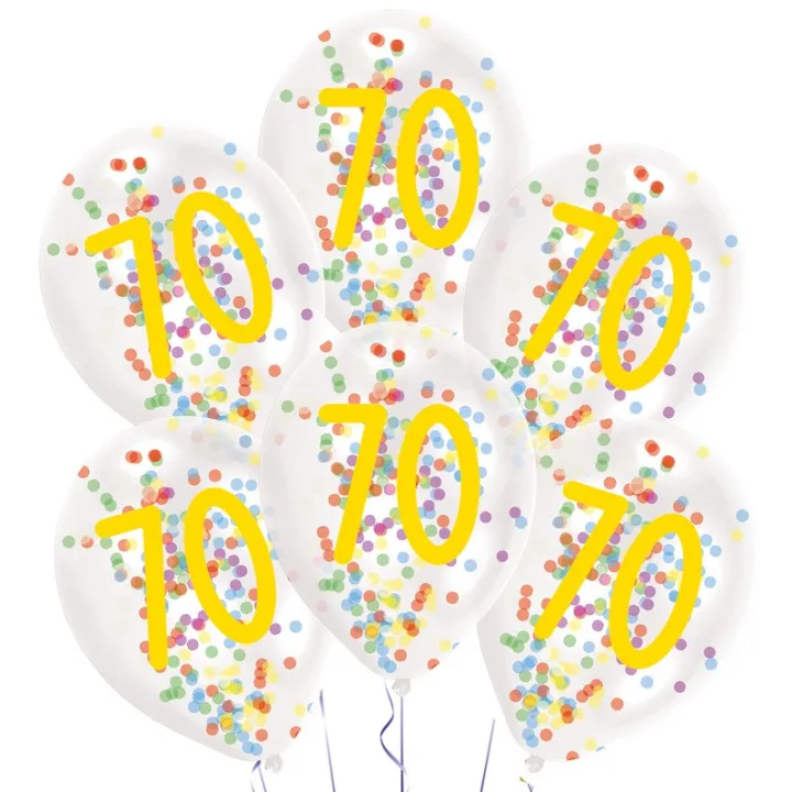 Ballon confetti 70 ans, 6 pièces