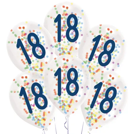 Palloncini a coriandoli 18 anni, 6 pezzi