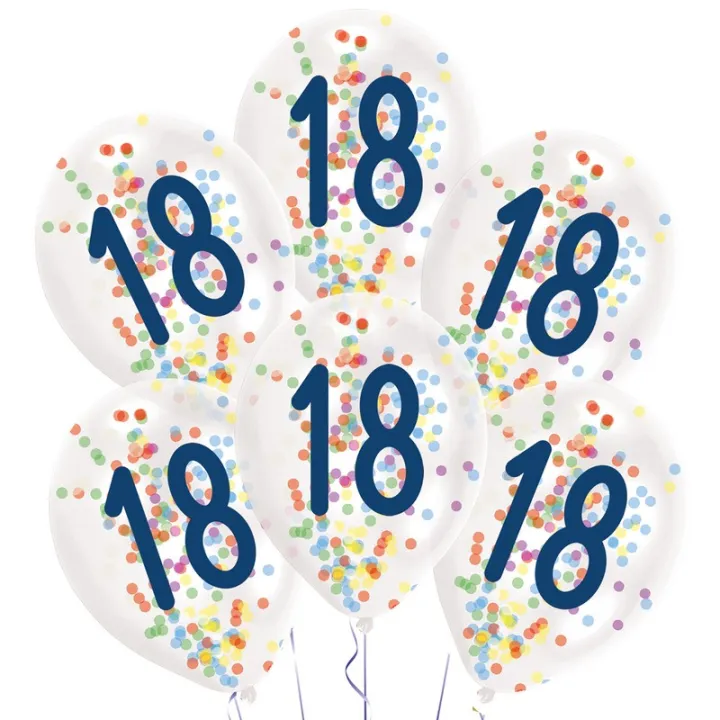 Ballon confetti 18 ans, 6 pièces