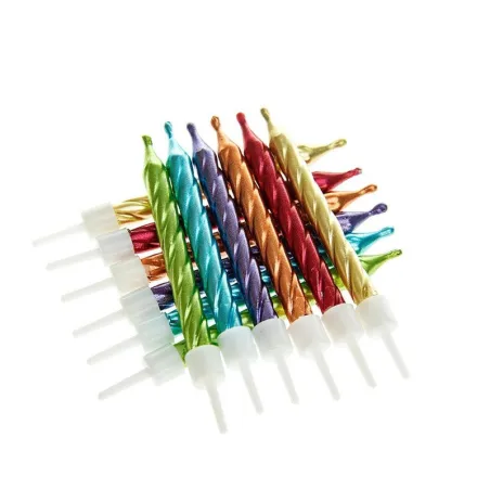Metallic candles rainbow, 12 pieces