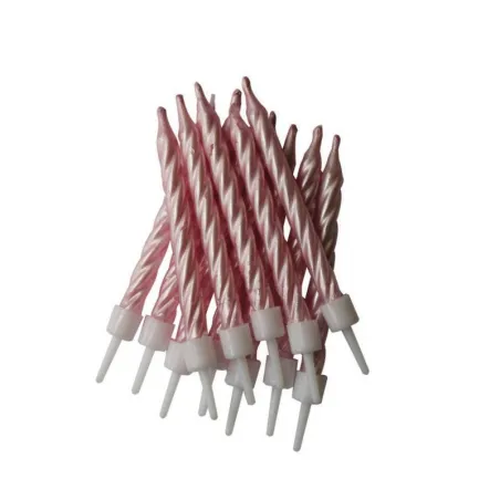 Metallic candles pink, 12 pieces
