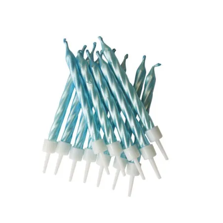 Candeline metallic azzurro, 12 pezzi
