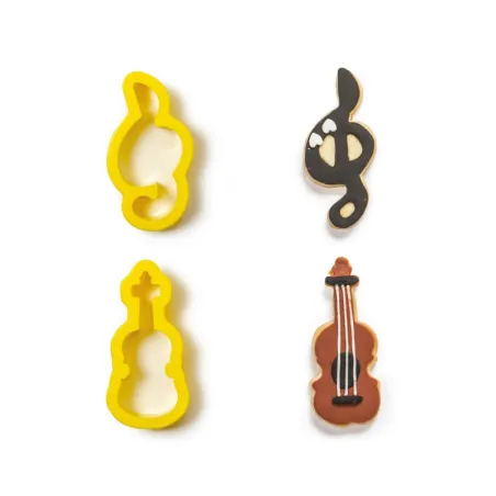 Clef and violin cookie cutter, 2 parts