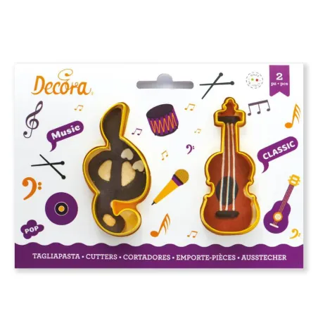 Clef and violin cookie cutter, 2 parts