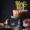 Mrs & Mrs Cake Topper Oro Glitter