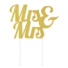 Mrs & Mrs Cake Topper Gold Glitter