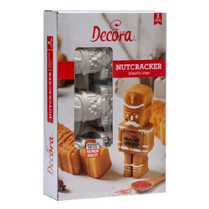 Aluminum nutcracker baking tin with 3 motifs