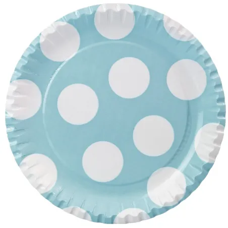 Piatto di carta a grandi punti azzurro, 10 pz.