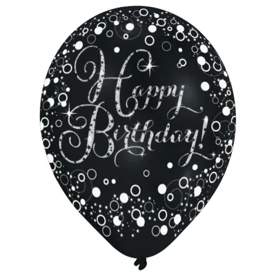 Happy Birthday balloons mix, 6 pieces