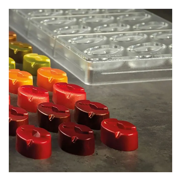 Moule à pralines ovale avec fissure 18 pralines