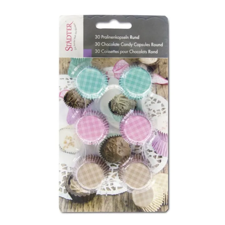 30 capsule in alluminio rotonde per praline per confezioni raffinate