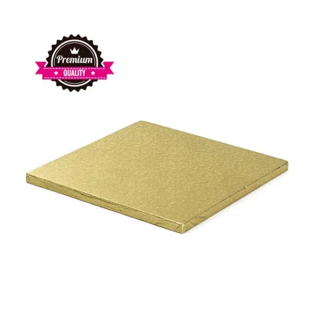 Cake plate square extra strong gold 40 x 40 cm for safe transport