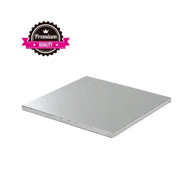 Tortenplatte Quadrat extra stark Silber 30 x 30 cm für den sicheren Transport