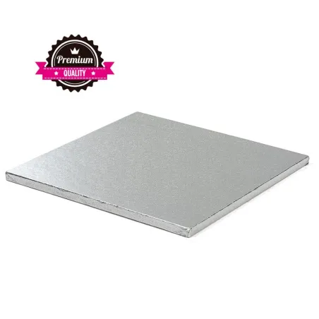 Plateau à gâteaux carré extra fort Argent 40 x 40 cm pour un transport sûr