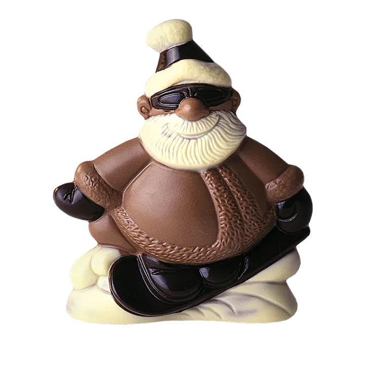 Moule à chocolat Père Noël sur un snowboard pour des figurines en chocolat sucrées