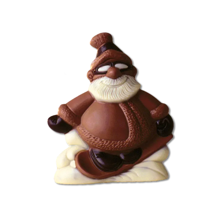 Schokoladenform Weihnachtsmann auf Snowboard für süsse Schokoladenfiguren