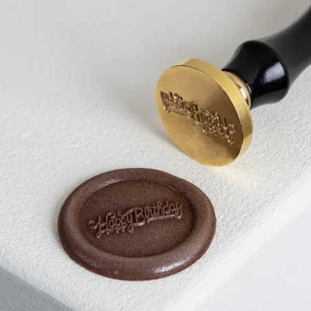 Chocolate stamp Happy Birthday 3cm diameter wood and stainless steel