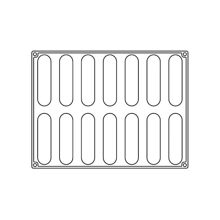 Silicone mold eclair 12.8 x 3 cm, 14 pieces