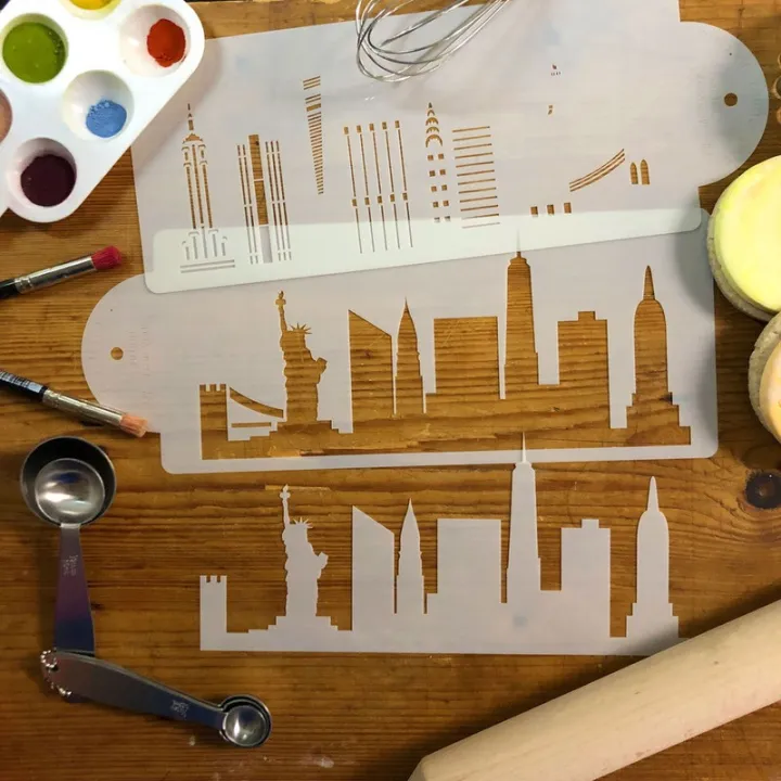 New York City Skyline Stencil, 2 pièces pour des motifs mignons