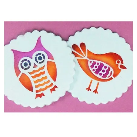 Stencil Gufo e Uccello, 2 pezzi