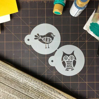Stencils chouette & oiseau, 2 pièces