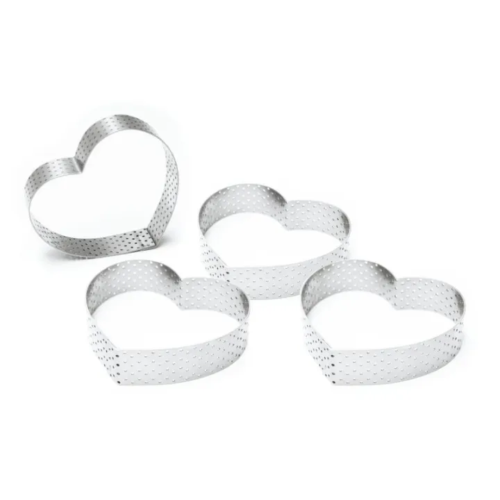 Anelli per torte a cuore forato Ø 7,5 cm x 8,5 cm, 4 pezzi