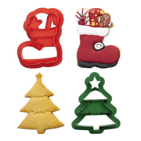 Christmas tree and winter boots cookie cutter