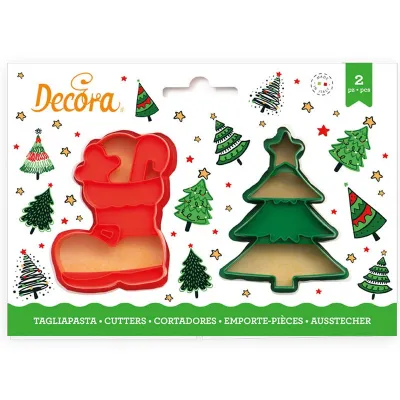 Christmas tree and winter boots cookie cutter