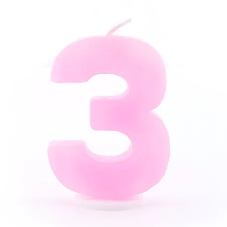 Number candle 3 pink for birthdays, anniversaries and other occasions