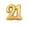 Candela numerica 21 oro glitter per compleanni, anniversari e altre occasioni