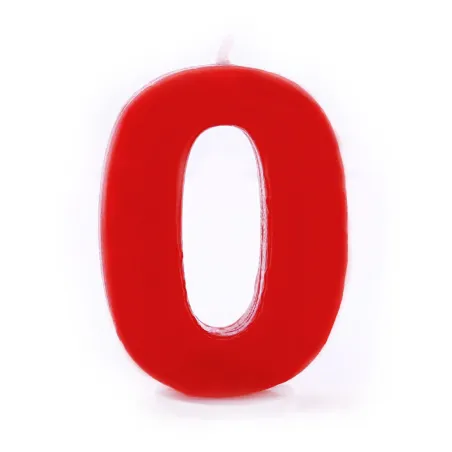 Number candle 0 red for birthdays, anniversaries and other occasions