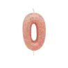 Number candle 0 rose gold glitter for birthdays, anniversaries and other occasions
