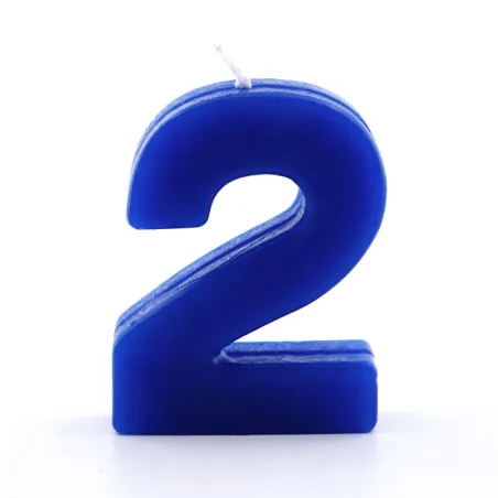Bougie numérotée 2 bleue pour les anniversaires, les jubilés et autres occasions
