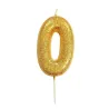 Bougie numérotée 0 or scintillant pour anniversaires, jubilés et autres occasions