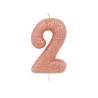 Bougie numéro 2 or rose scintillant pour les anniversaires, les jubilés et autres occasions