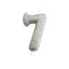 Number candle 7 silver glitter for birthdays, anniversaries and other occasions