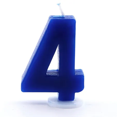 Number candle 4 blue for birthdays, anniversaries and other occasions