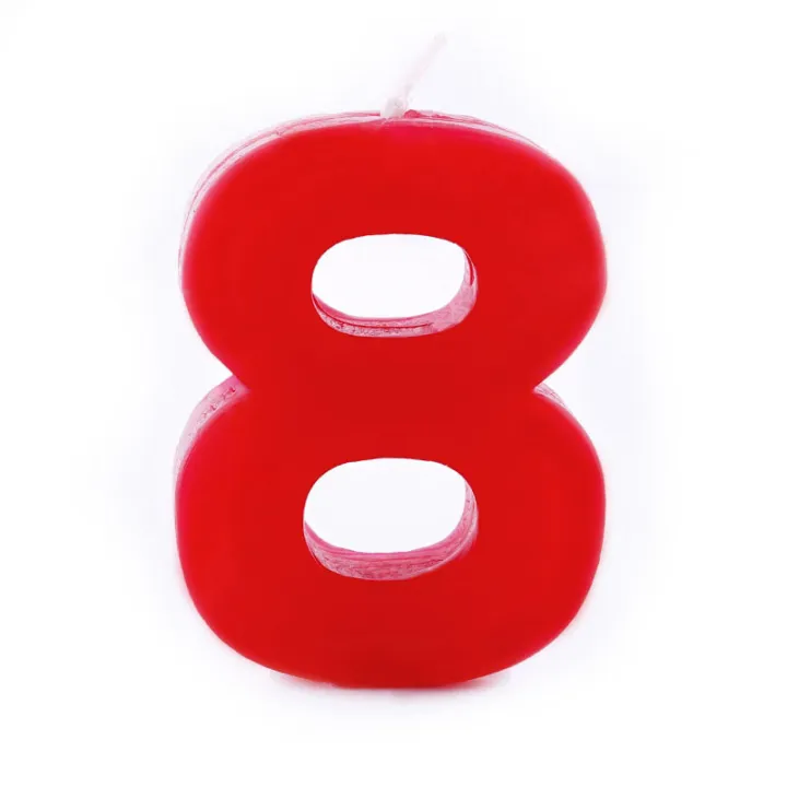 Number candle 8 red for birthdays, anniversaries and other occasions