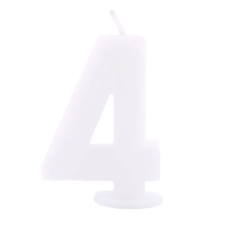 Candela numerica 4 bianca per compleanni, anniversari e altre occasioni