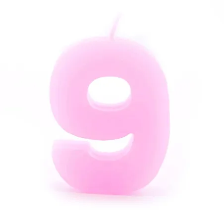 Number candle 9 pink for birthdays, anniversaries and other occasions