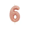 Bougie numérotée 6 or rose scintillant pour les anniversaires, les jubilés et autres occasions
